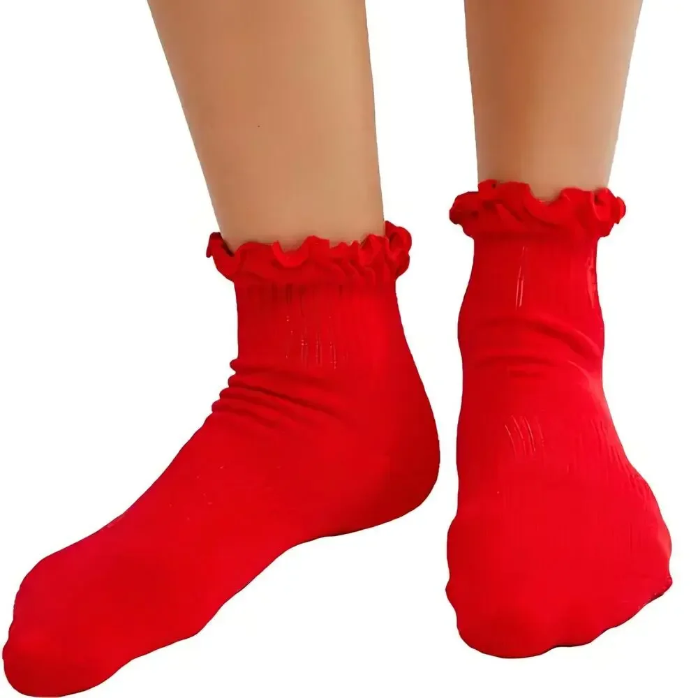 2 Pack Free People Movement Red Ruffle Sport Socks Winterberry $18